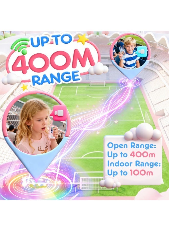 كلوزيلي عبوتان من ألعاب الأطفال الصوتية، جهاز اتصال مرئي قابل لإعادة الشحن، لعبة تواصل، أجهزة تحكم عن بعد لاسلكية، مع مُغير صوت ومحادثة فيديو، عمر بطارية طويل ومدى بعيد، هدية للأولاد والبنات، هدية عيد ميلاد (أزرق ووردي) - Image 5